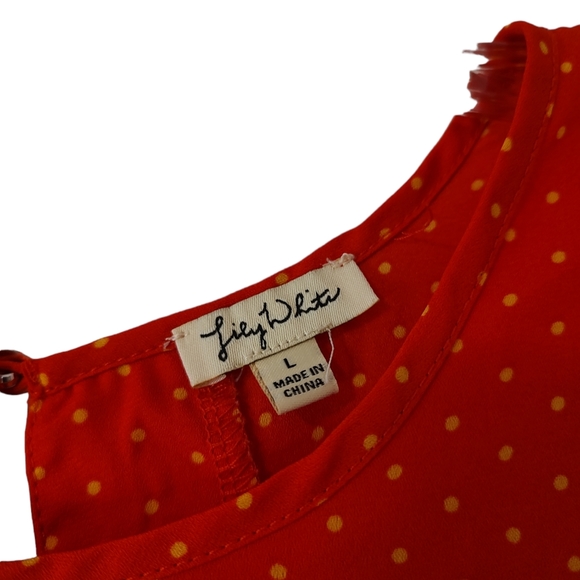 Size L Lily White red small polka dot shirt - Picture 8 of 8